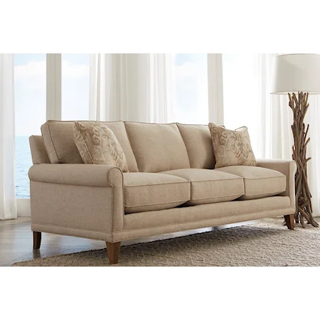 Customizable Sofa Sleeper with Rolled Arms, Shaped Legs and Box Style Back Cushions